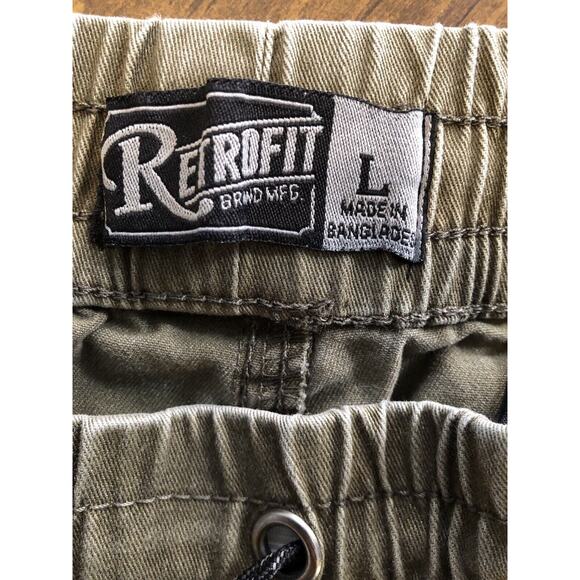 Retrofit Brand MFG Pants Mens Size Large Green Drawstring Pull On Pockets FLAWED - Picture 3 of 6
